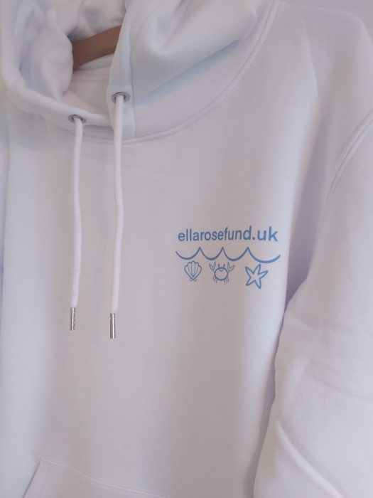 White adult's hoodie, front logo