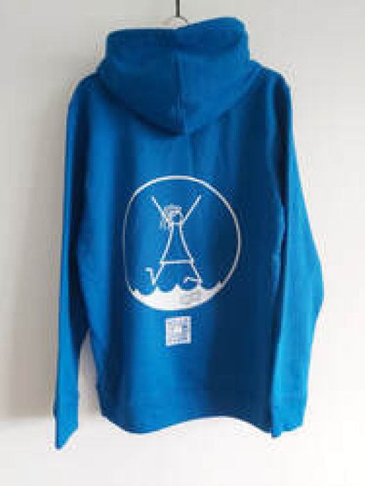 Blue adult's hoodie, back